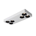 Modern Rectangular LED Flush Mount Ceiling Light, 6-Light Black and White