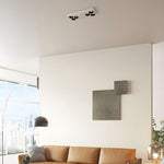 Modern Rectangular LED Flush Mount Ceiling Light, 6-Light Black and White