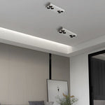Modern Rectangular LED Flush Mount Ceiling Light, 6-Light Black and White
