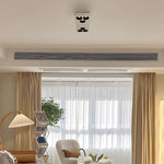 Modern Rectangular LED Flush Mount Ceiling Light, 6-Light Black and White