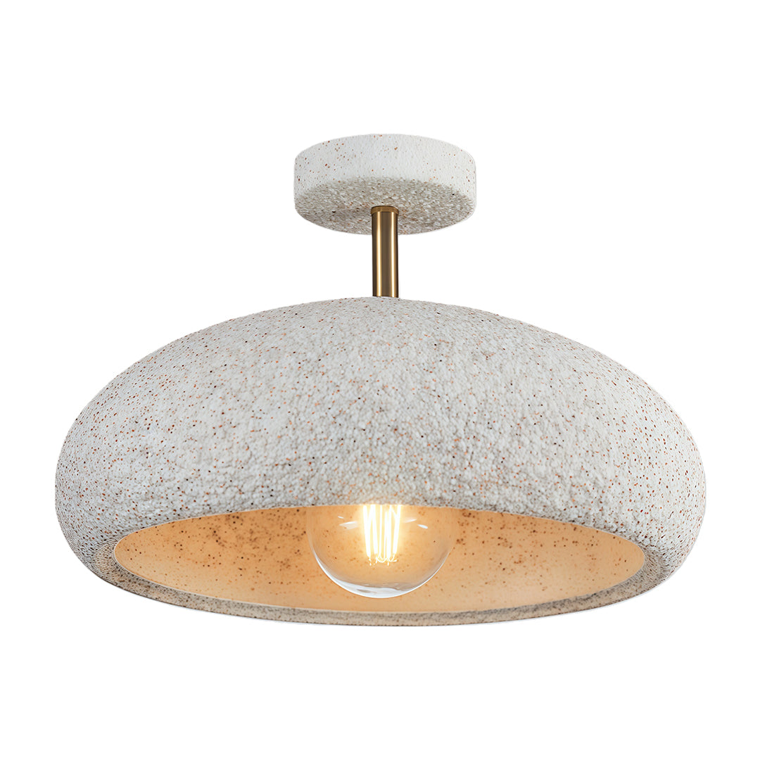 Semi Flush Ceiling Light in White, Yellow, or Red – Wabi-Sabi Japanese Style LED Ceiling Lamp for Zen Interiors