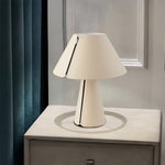 Pleated White Table Lamp with Leather Accent – Modern Bedside Lighting
