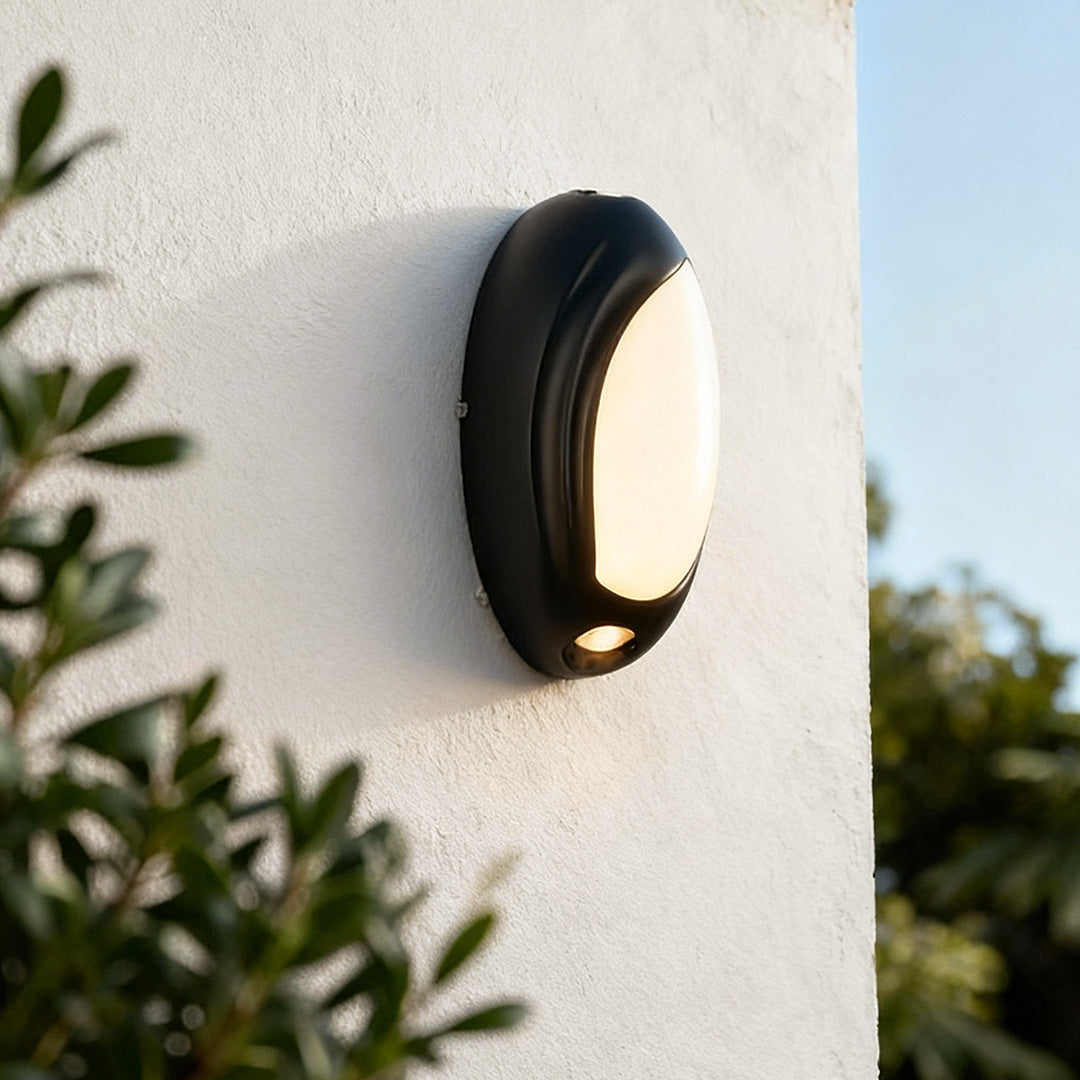 Geometric Black Outdoor Wall Sconce with Up Down LED Illumination