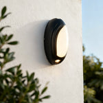 Geometric Black Outdoor Wall Sconce with Up Down LED Illumination