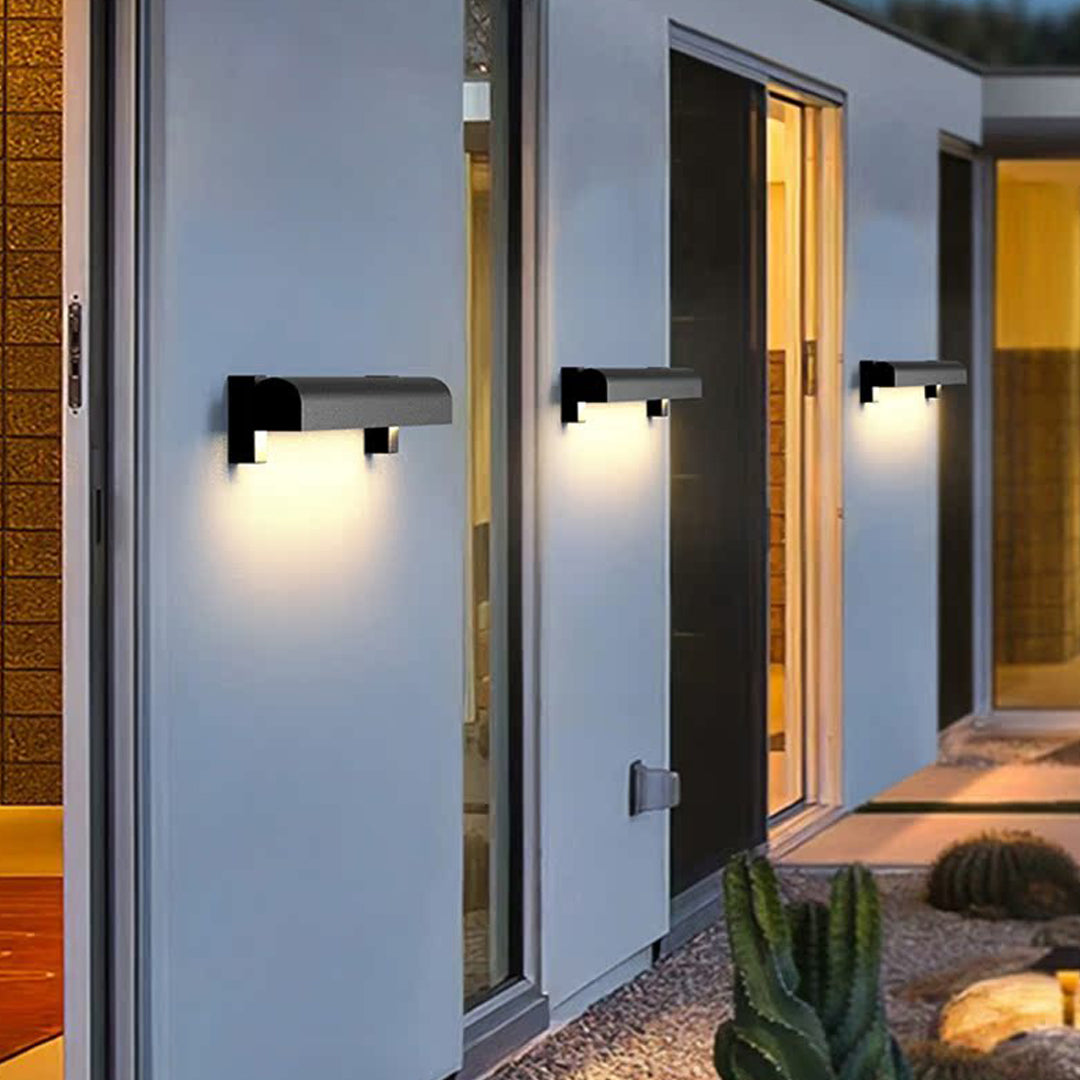 Modern Outdoor Wall Sconce with Black Stainless Steel and Warm LED Light