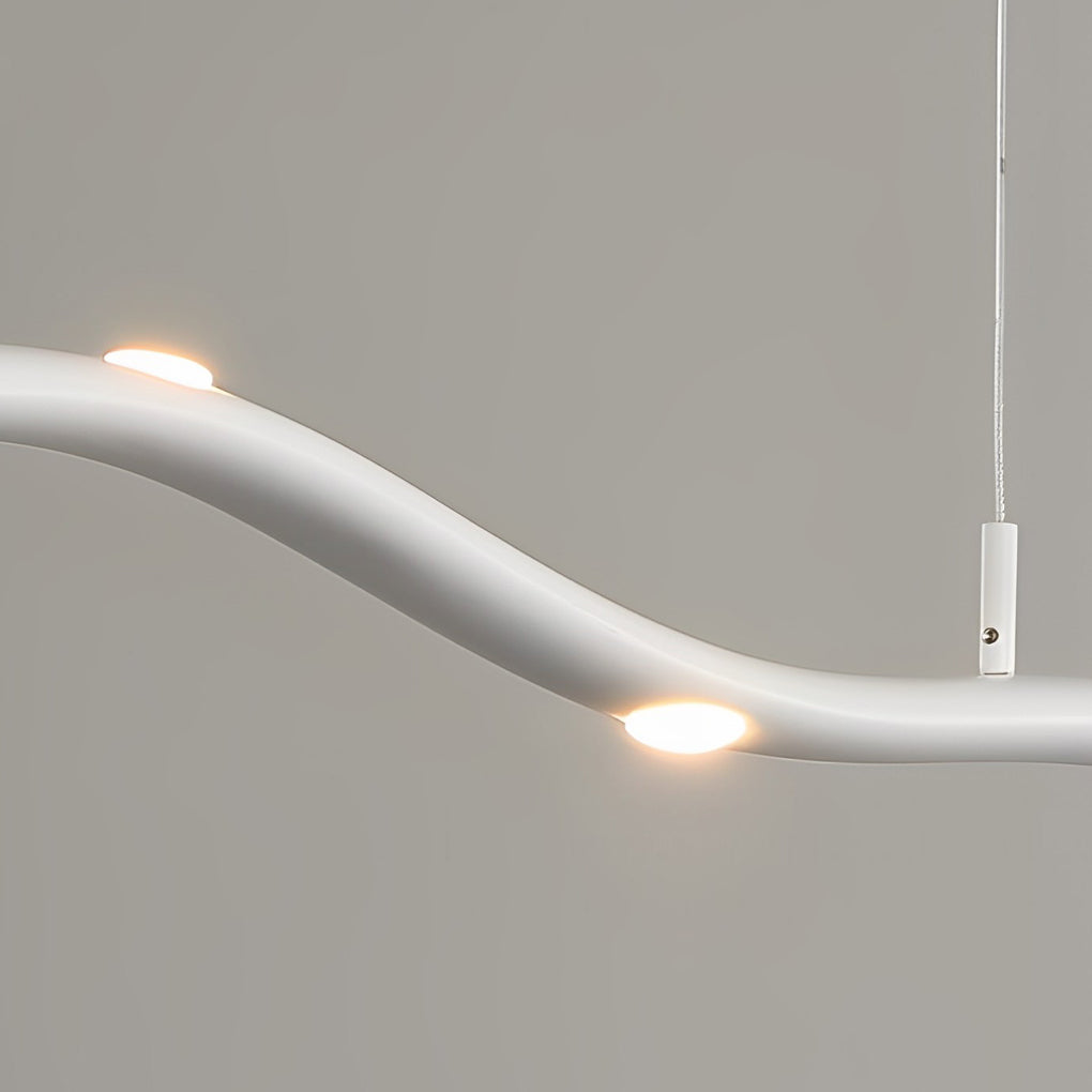 White Wave Linear LED Pendant Light for Modern Dining Rooms
