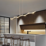 White Wave Linear LED Pendant Light for Modern Dining Rooms
