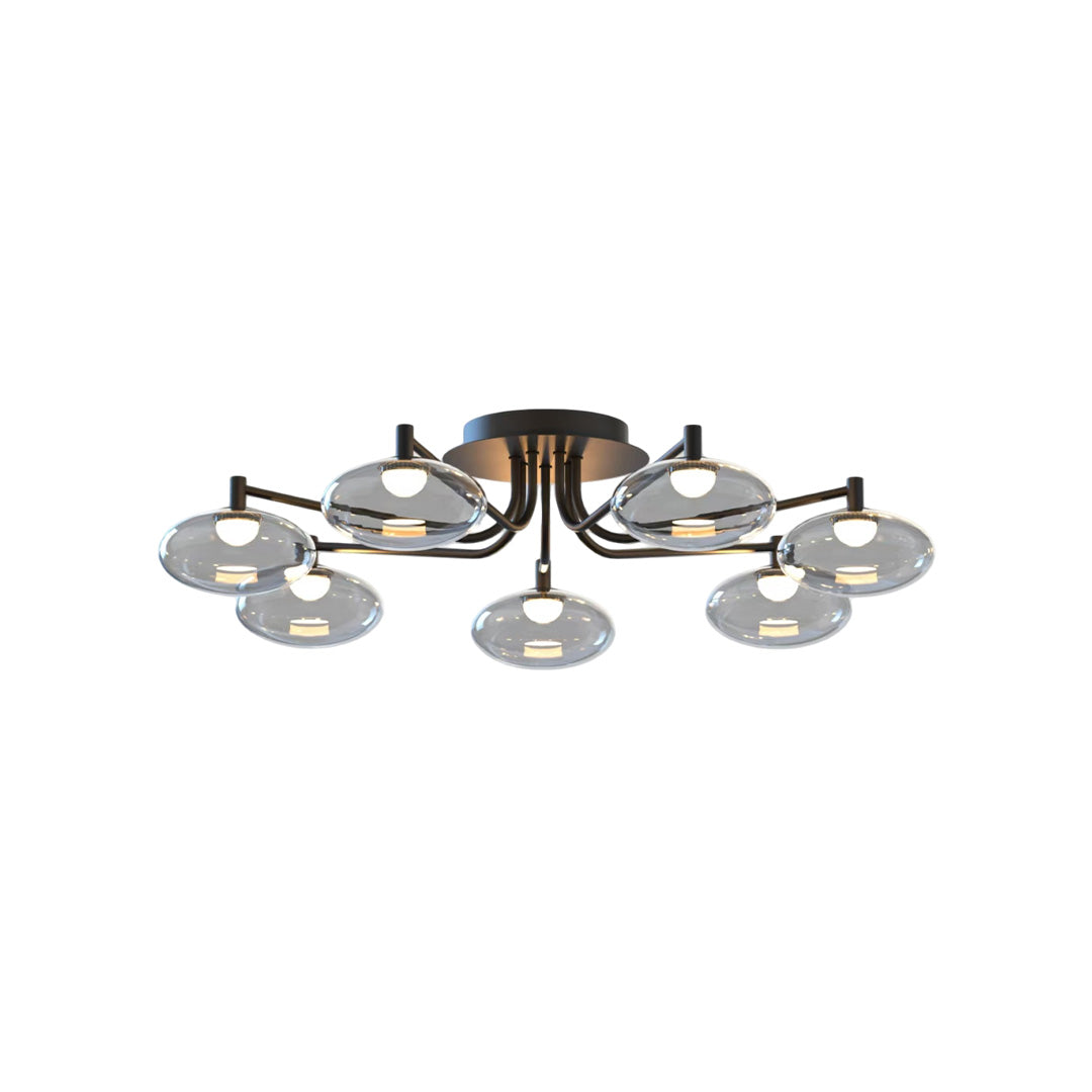 Lumina Glass Flush Mount Ceiling Light — Modern LED Fixture in Black