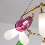 Artisan Colored Glass Chandelier with Brass Frame for Modern Interiors