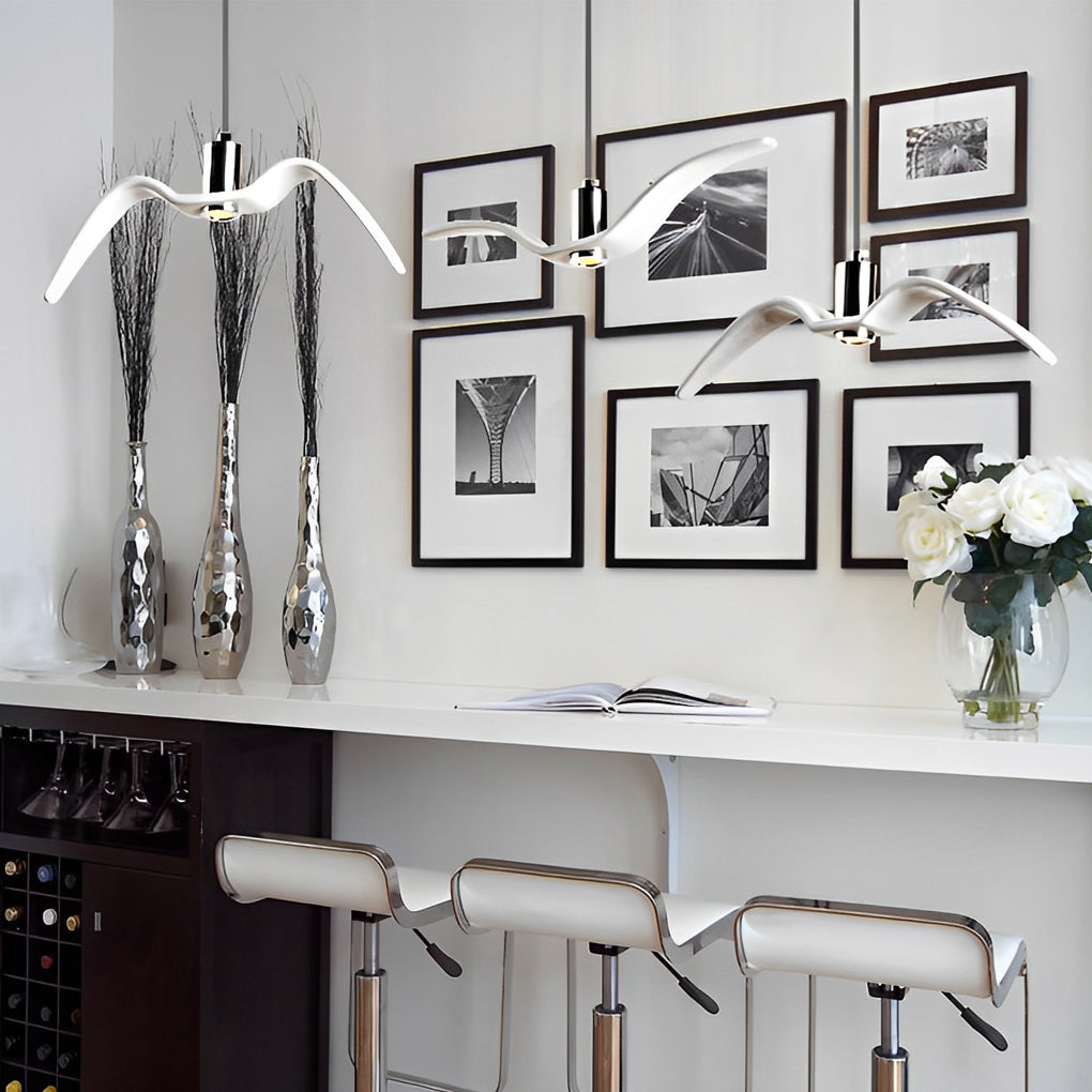 Wing Pendant Light Modern Seagull LED Metal Hanging Lamp