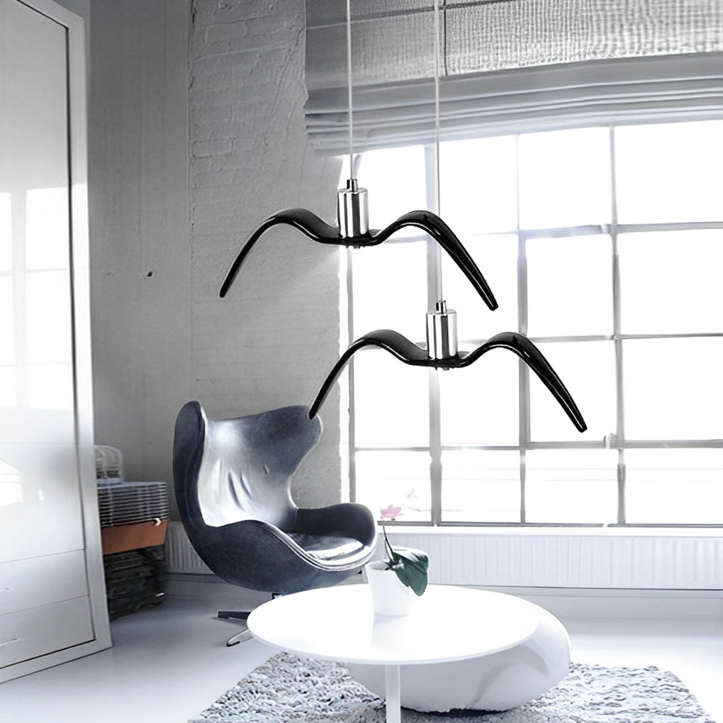 Wing Pendant Light Modern Seagull LED Metal Hanging Lamp