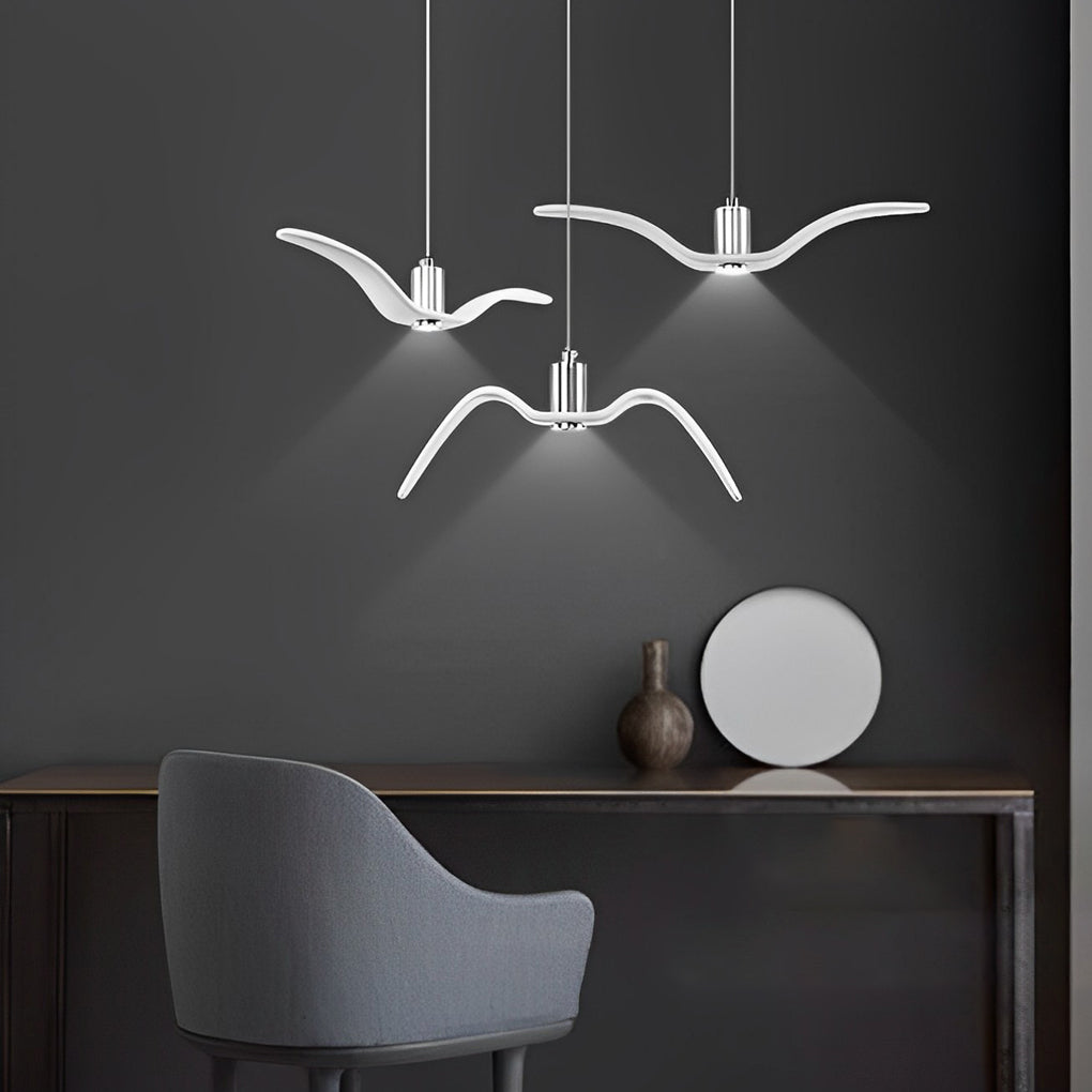 Wing Pendant Light Modern Seagull LED Metal Hanging Lamp