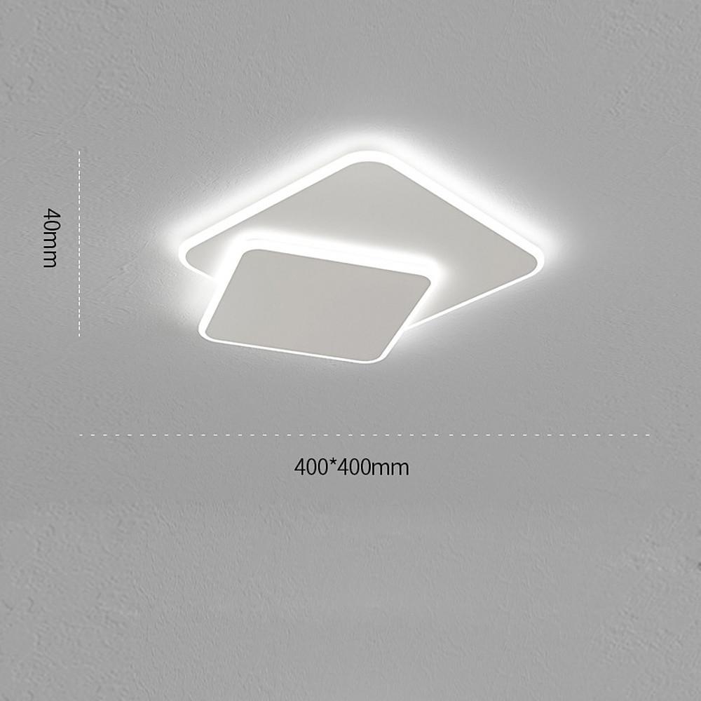 2 Light White Square Led Flush Mount Ceiling Light For Bedroom