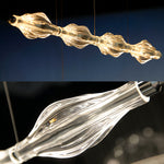 Crystal Linear Pendant Light for Kitchen Island, Modern Chrome LED Suspension
