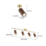 Walnut Wood LED Track Ceiling Light with Rotating Spotlights
