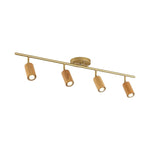 Walnut Wood LED Track Ceiling Light with Rotating Spotlights