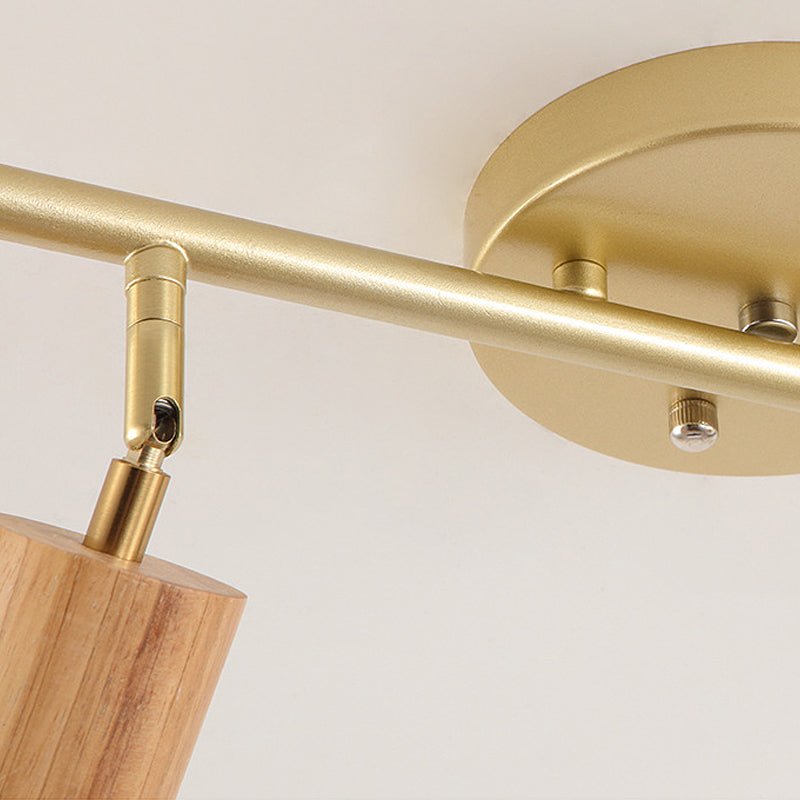 Walnut Wood LED Track Ceiling Light with Rotating Spotlights