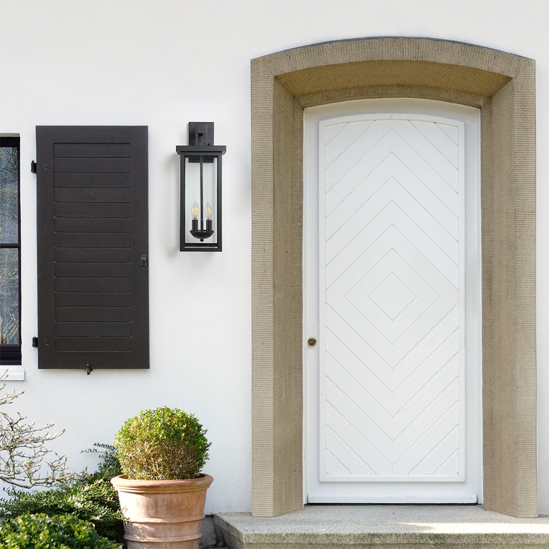 Noir Outdoor Wall Sconce — IP65 Waterproof Iron LED Lantern for Courtyard & Entryway