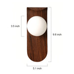 Mid-Century Wood Grain LED Wall Sconce with Spherical Shade