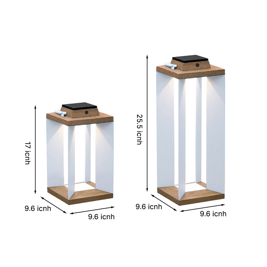 Modern Wooden Outdoor Lantern with Solar Charging and Warm LED Glow