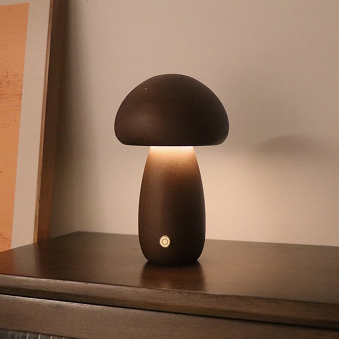 Aurora Wooden Mushroom Table Lamp with Touch Dimming