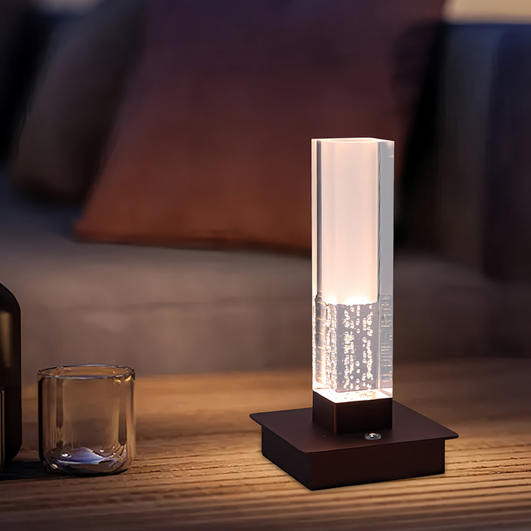 Cordless Square Table Lamp with Dimmable LED – Modern Nightstand Light