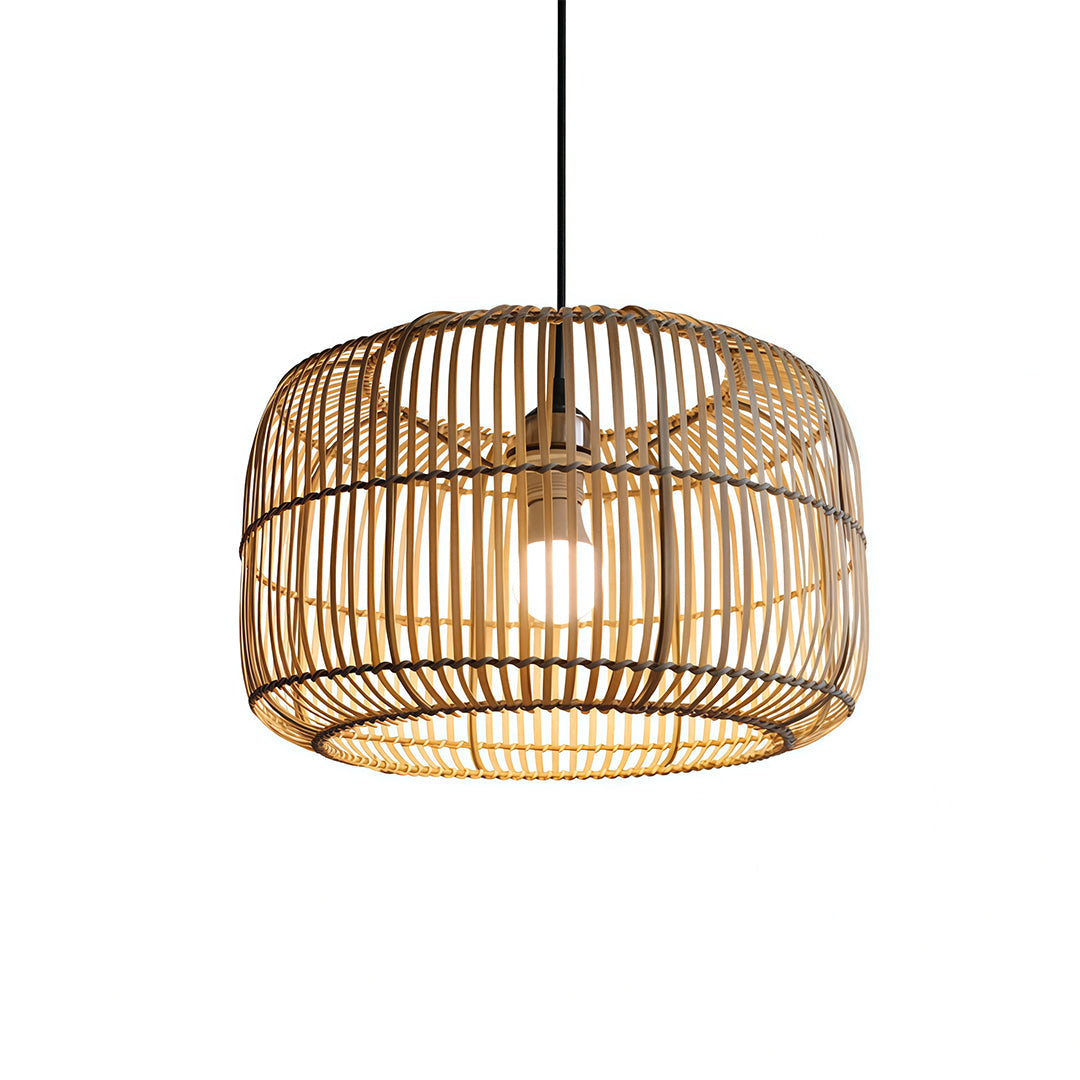 Handwoven Bamboo Rattan Pendant Light – Japanese Minimalist Ceiling Lamp for Dining & Living Spaces