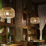 Handwoven Bamboo Rattan Pendant Light – Japanese Minimalist Ceiling Lamp for Dining & Living Spaces