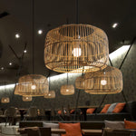 Handwoven Bamboo Rattan Pendant Light – Japanese Minimalist Ceiling Lamp for Dining & Living Spaces