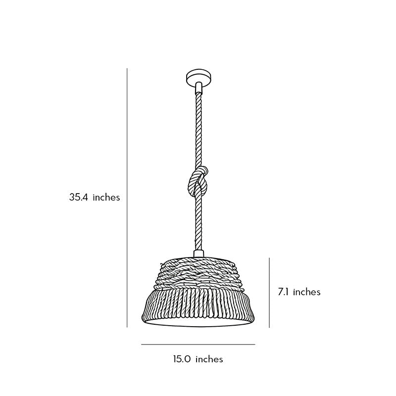 Artisan Hemp Rope Pendant Light with Iron Shade – Vintage Industrial Ceiling Lamp