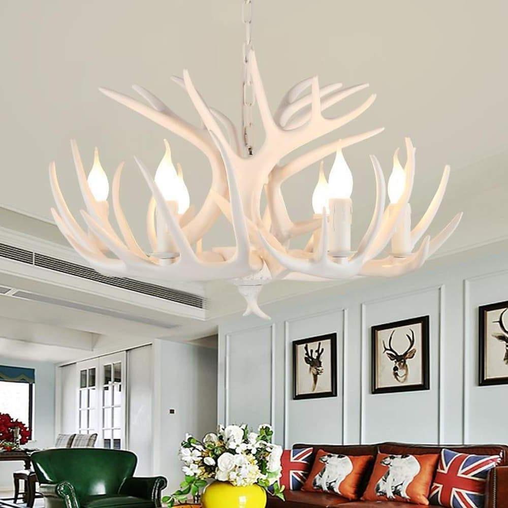 Vintage Antler Chandelier With Candle Lights 4 6 8 Lights