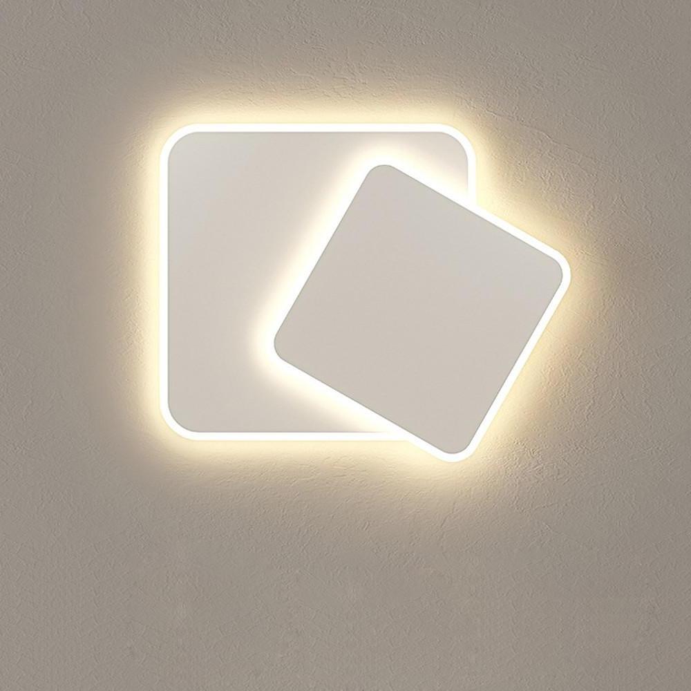 2 Light White Square Led Flush Mount Ceiling Light For Bedroom