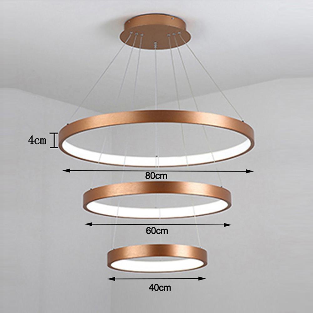 Acrylic Bronze 3 Tier Ring Chandelier Dimmable Led 59 Adjustable Pendant Lights