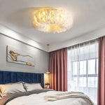 Aurelia Round Feather LED Flush Mount Ceiling Light – Nordic-Inspired Ambient Illumination