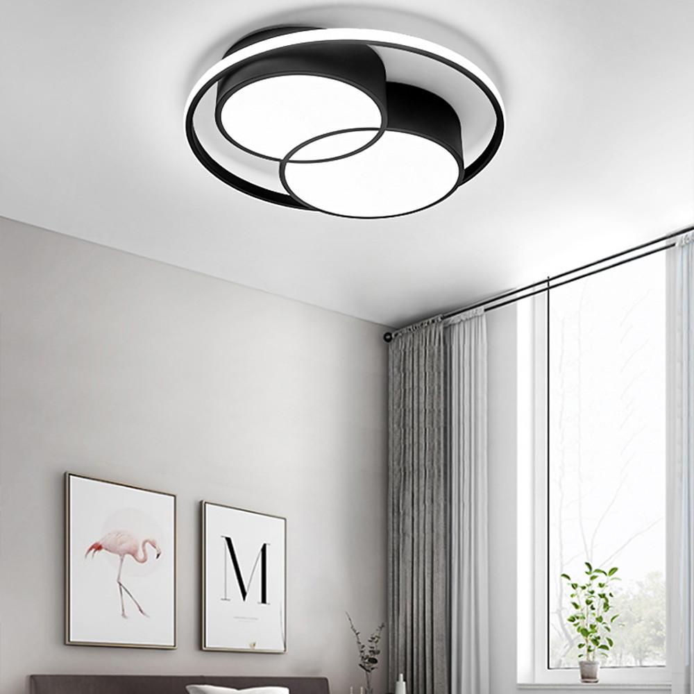 Trio of Illumination: Modern LED Flush Mount Ceiling Light in Matte Black