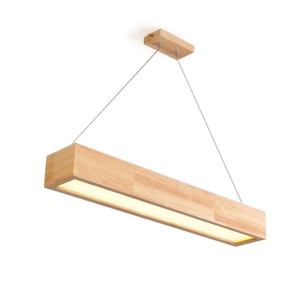 Modern Farmhouse Wood LED Rectangular Chandelier for Dining Room