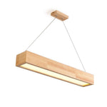 Modern Farmhouse Wood LED Rectangular Chandelier for Dining Room