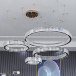 Aurelia Four-Ring Crystal Chandelier in Gold for Grand Foyers