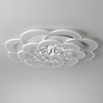 Modern Floral Acrylic Led Flush Mount Ceiling Light With Elegant Crystal Teardrops