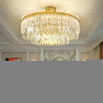 Nordic Style Round Gold Crystal Chandelier 16 Cord Gold Neutral Light