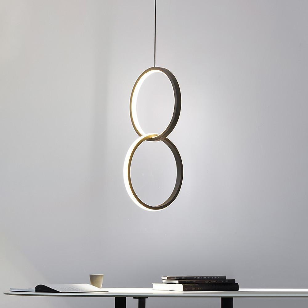 Aurelia Interlocking Dual Ring LED Pendant Light in Aluminum and Acrylic