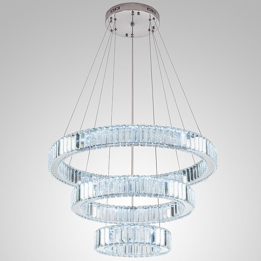 Chrome Crystal 3 Tier Pendant Light Modern Chandelier