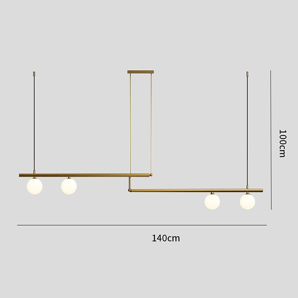 Minimalist Modern Linear Globe Pendant Lighting Copper Glass Kitchen Dining Room Light