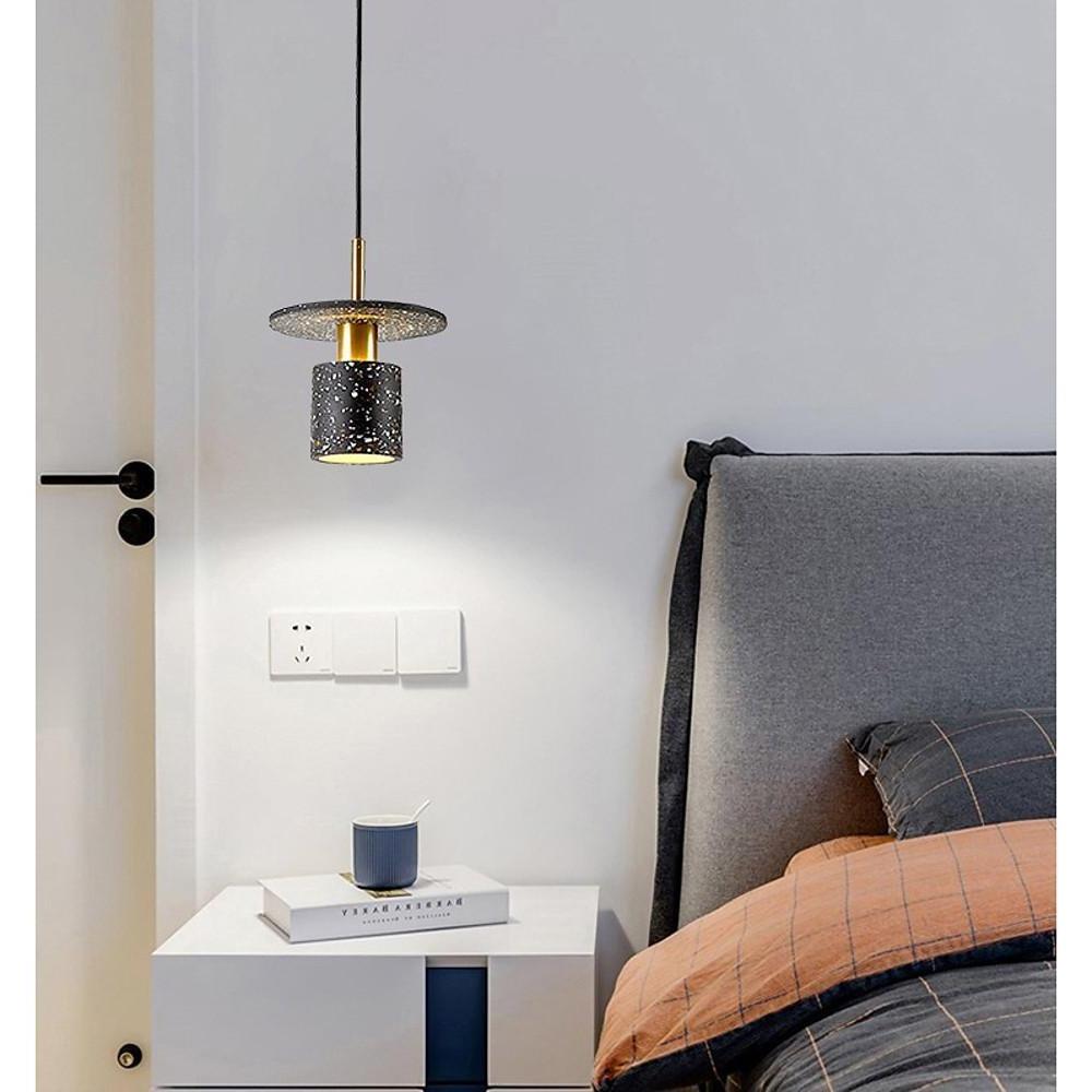 Terrazzo Inspired Cement Cylinder Led Pendant Lights Modern Island Lighting