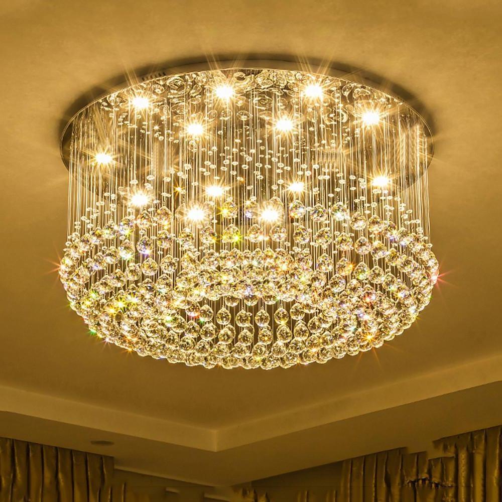 Glass Cicles Crystal Led Chandelier Drum Flush Mount Chandelier
