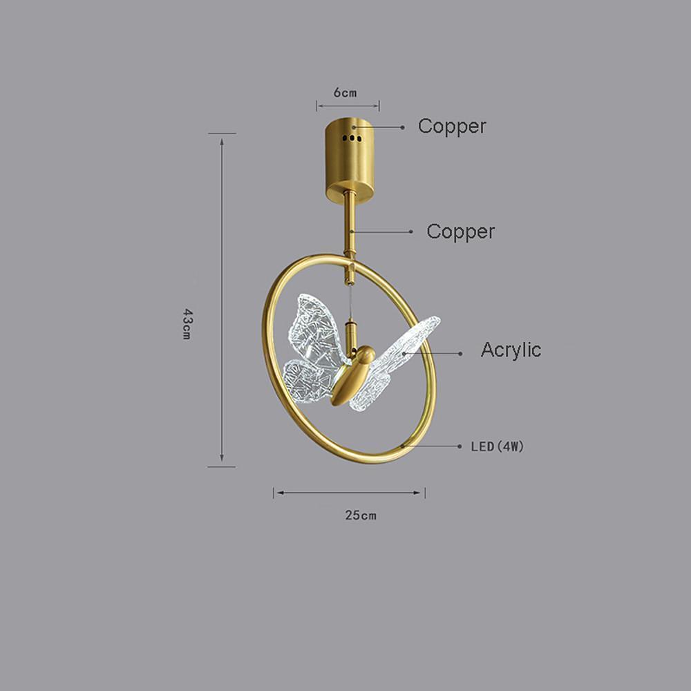 Butterfly Ring Led Nordic Ceiling Light Semi Flush Mount Ceiling Light With Acrylic Lampshade