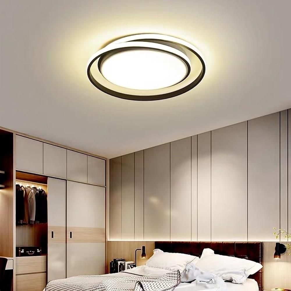 Lumina Circle LED Flush Mount Ceiling Light in Black and Gold for Modern Bedrooms