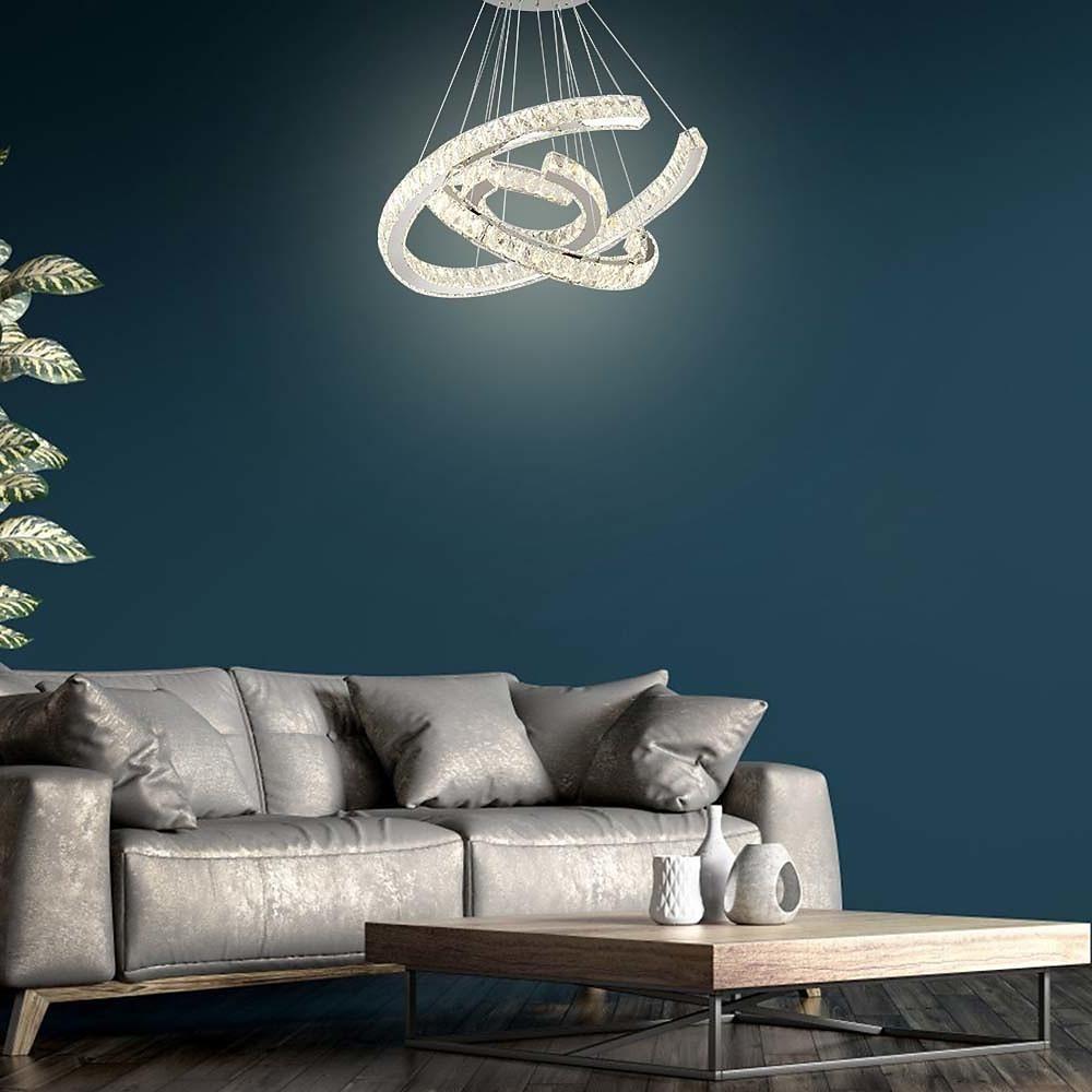 Lumina Wave Crystal LED Chandelier in Stainless Steel