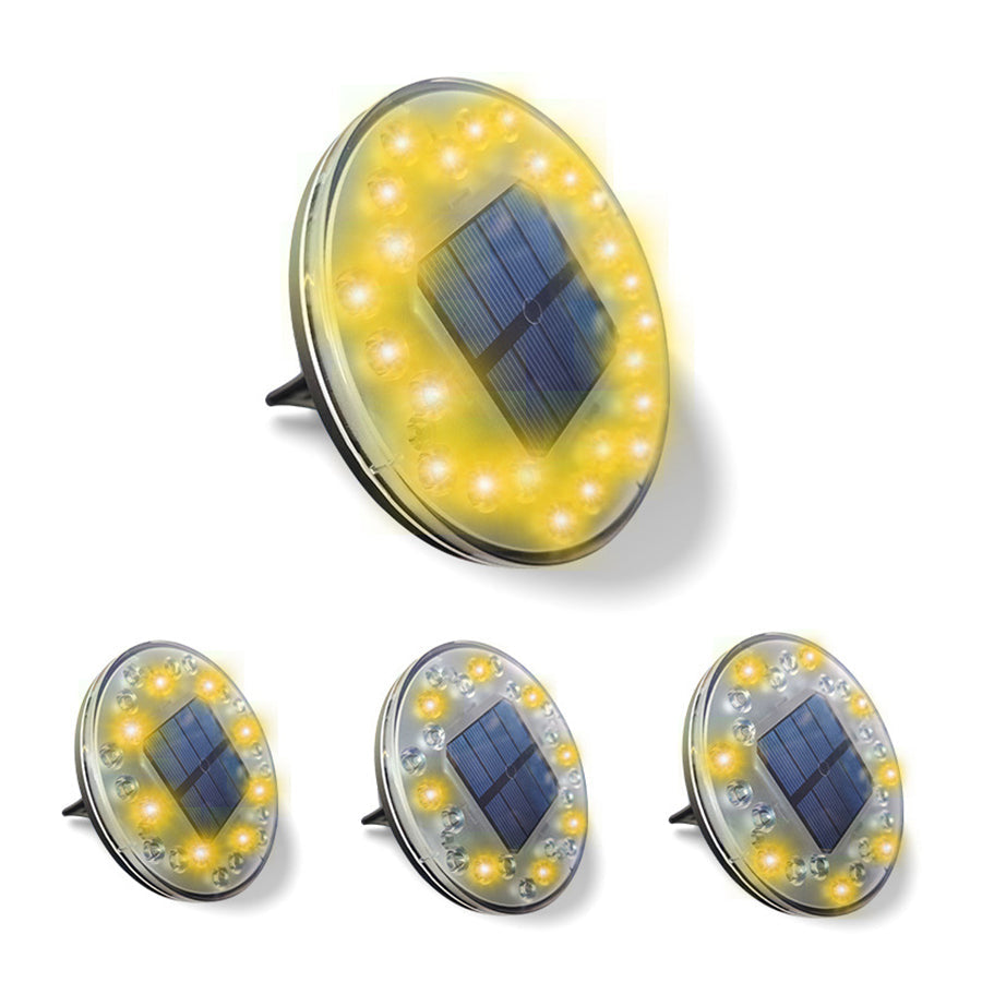 Solar In-Ground Path Lights with Warm White Glow, IP68 Waterproof