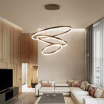 Trio of Illumination: Modern LED Chandelier with Adjustable Rings